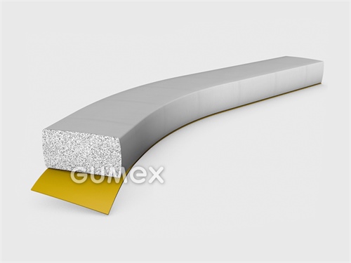 Silikónový mikroporézny profil obdĺžnikový samolepiaci, 3x20mm, hustota 250kg/m3, samolepka šírka 16mm, -20°C/+130°C, profil -60°C/+200°C, biely